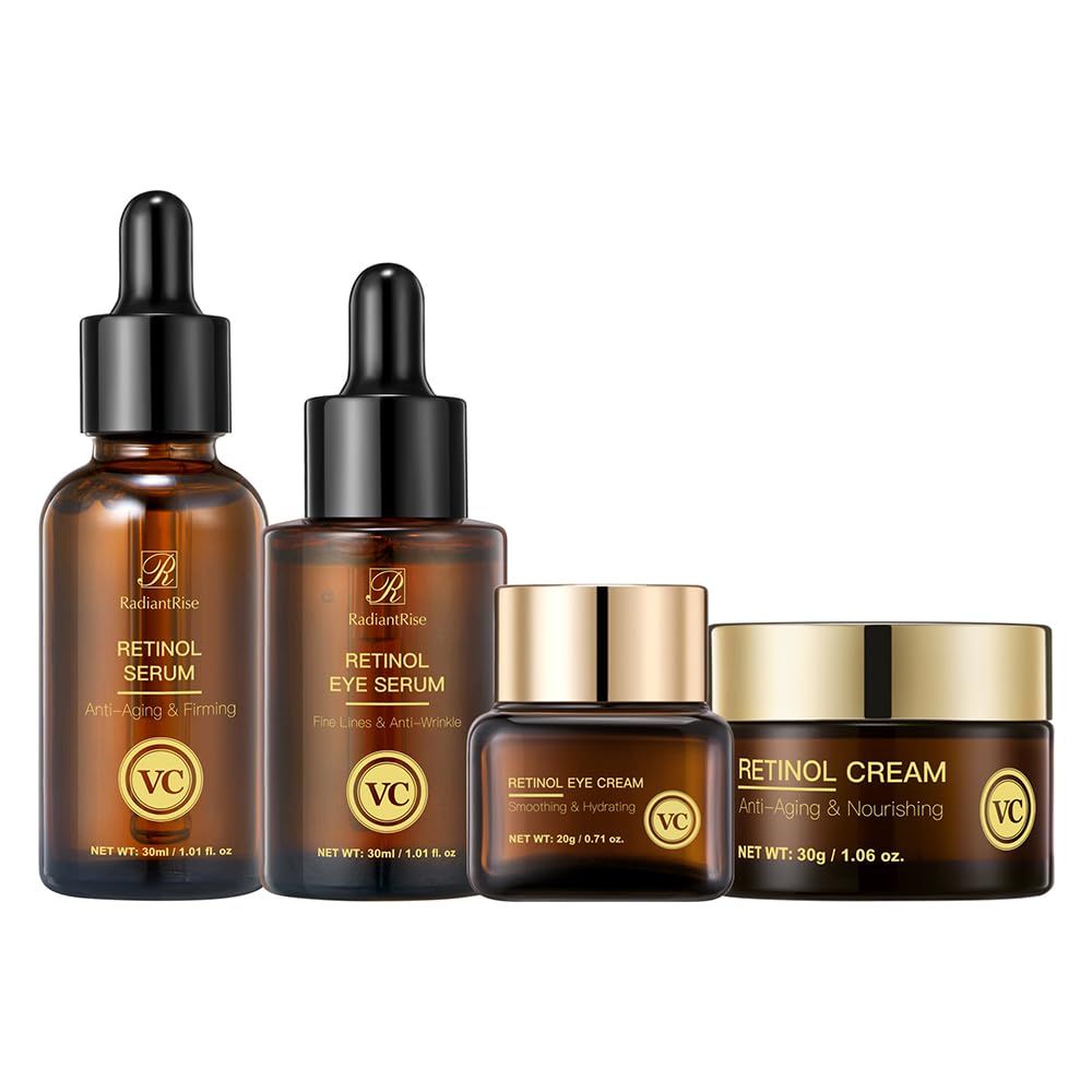 OKADY Retinol Skin Care Travel Pack Retinol moisturizing skin care mini kit,anti-aging travel kit, essence liquid, eye essence liquid, face cream and eye cream, replenish moisture for the skin