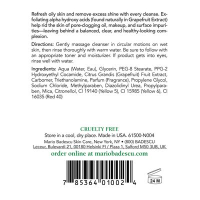 Mario Badescu Botanical Facial Gel Cleanser - Lightweight, Oil-Free Face Wash for Women and Men - Face Cleanser Infused with Refreshing AHA Grapefruit Extracts, 16 Fl Oz