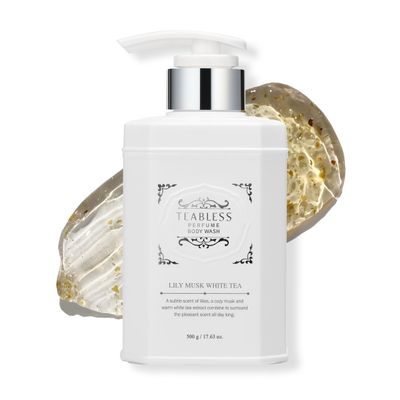 Perfumed Body Wash, Lily Musk White Tea (17.63oz/500ml) - Hydrating Vegan Body Cleanser for Sensitive Skin - Korean Skin Care with Herbs - Gentle, Moisturizing, Non-Sticky, Floral Musk Scent