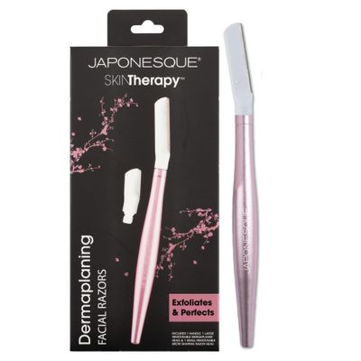 JAPONESQUE - SKINTherapy Dermaplaning Facial Razors - Two Blade Sizes with Interchangeable Handle, Eyebrow Razor, Ultra Sharp Japanese Blades, For Hair Removal, Multipurpose Exfoliating