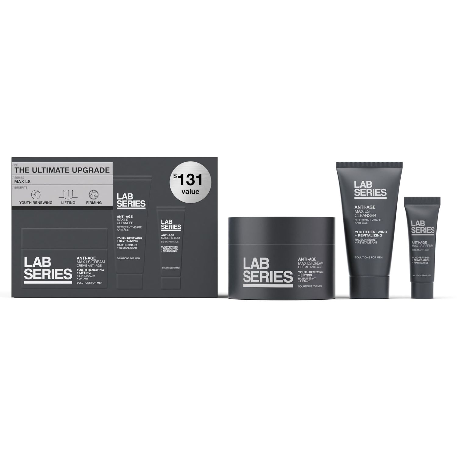 Lab Series Max LS Men&#39;s Skincare Set - Essential Skincare Routine Includes Anti Aging Face Moisturizer - Foaming Face Wash - Face Serum for Men
