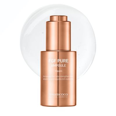 Swanicoco FGF Pure Ampoule Serum (FGF 10 PPM), Firming Anti Aging w Hyaluronic Acids Glycerin Niacinamide, Improves Dermal Elasticity Reduces Fine Lines Hydrating Korean Skincare 30ml 1 Fl Oz