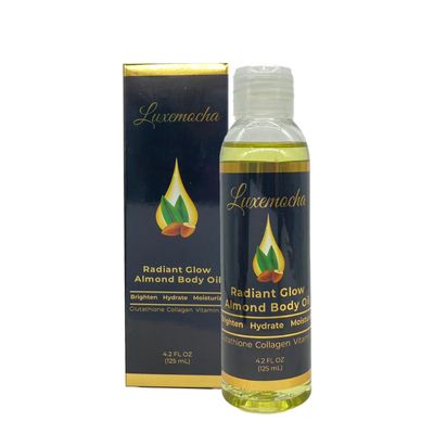 LuxeMocha Skin Brightening Body Oil - with Collagen, Glutathione, Almond Oil &amp; Vitamin E |Evens Out Skin Tone, Reduces Fine Lines, Wrinkles and Dark Spots 125ml/4.2 fl Oz Bottle