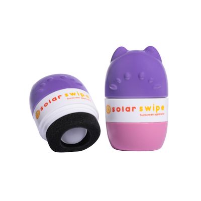 Solar Swipe Sunscreen Applicator for Kids and Adults, Portable, Washable, Easy on the Go Sunscreen Application for Any Age and Skin (Purple Pink)