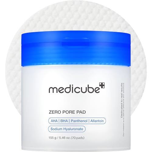 Medicube Zero Pore Pads 2.0, Dual-Textured Facial Toner Pads for Exfoliation and Pore Care with 4.5% AHA Lactic Acid &amp; 0.45% BHA Salicylic Acid, Ideal for All Skin Types, Korean Skin Care (70 Pads)