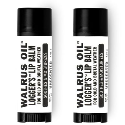 WALRUS OIL - Logger&#39;s Lip Balm, 2-Pack, 100% Vegan and Beeswax-Free, Made with Candelilla Wax, Coconut Oil, Jojoba Oil, and Natural Ingredients - UNSCENTED