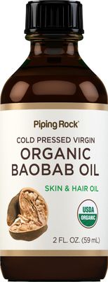 Piping Rock Baobab Oil Organic | 2 fl oz | For Hair, Skin, and Face | Cold Pressed Virgin