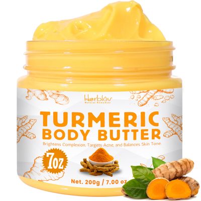 Turmeric Face Cream - All Natural Skin Brightening Lotion - Turmeric Whipped Body Butter for Dark Spots, Hyperpigmentation - Turmeric Skincare Cleanses, Fights Acne, Evens Tone, Scars, Sun Damage