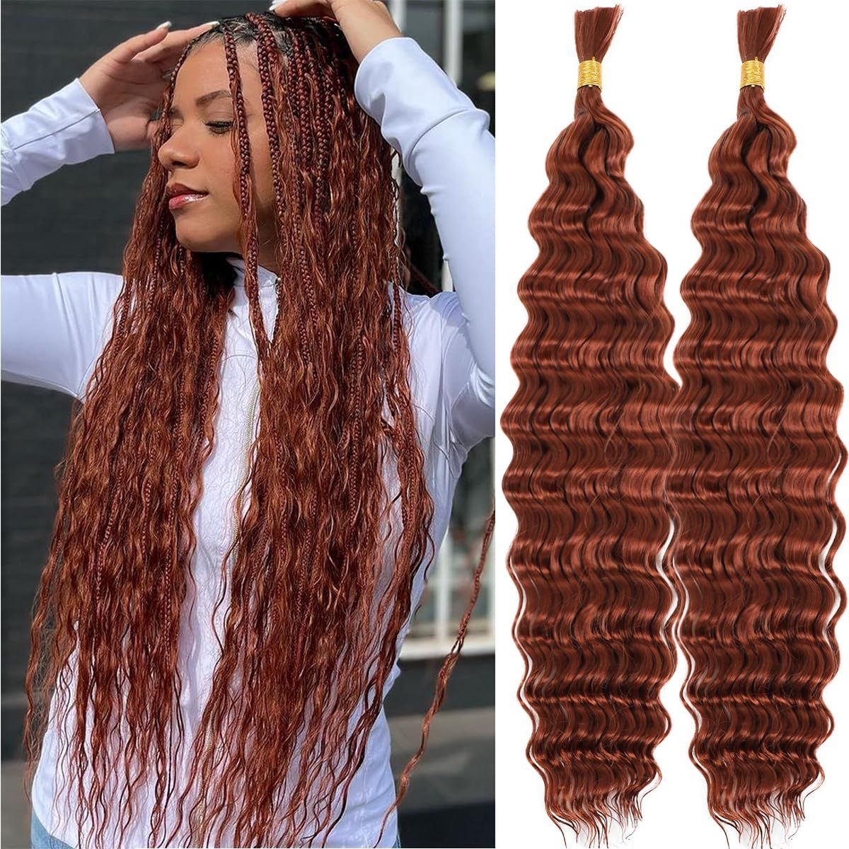 Iraatraa Curly Braiding Hair Boho Hair for Braiding 180g 20 Inch Deep Wave Crochet Hair for Boho Knotless Braids Water Wave Braiding Hair Wet and Wavy Bohemian Braid Hair (350#)
