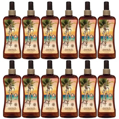 Panama Jack Sunscreen Tanning Oil - SPF 4, PABA, Paraben, Gluten &amp; Cruelty Free, Antioxidant Formula with Exotic Oils and Fruit &amp; Nut Extracts, 8 FL OZ (Pack of 12)