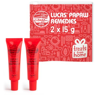 Lucas Pawpaw Lip Ointment, Lucas Pawpaw Cream, Lucas Pawpaw Ointment for Lips &amp; Dry Skin - Unique All Skin Types, All Gender- Any Season Gift Pack with 2 x 15g Pawpaw Balm