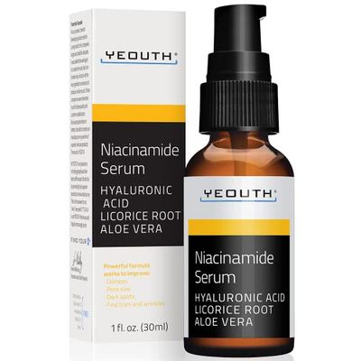 YEOUTH Niacinamide Serum for Face 10% with Hyaluronic Acid &amp; Aloe Vera, Hydrating B3 Face Serum for Women &amp; Men 1oz