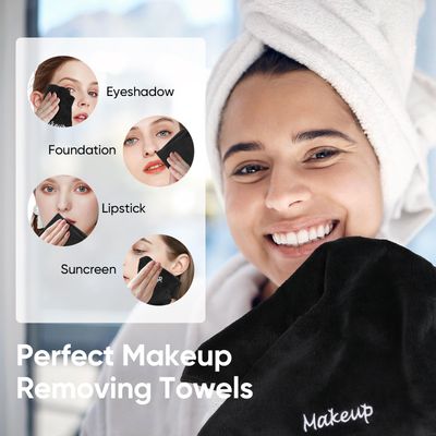 UNIMADE Makeup Remover Cloths, 48 Pack Black Facial Wash Cloths, Soft Coral Fleece Microfiber Face Towels for Face, Hand, and Bathroom(13in x 13in)