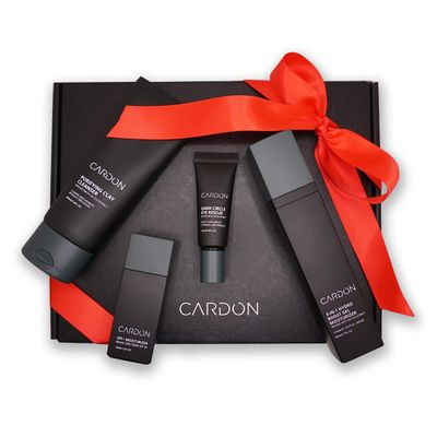 Limited Edition Men&#39;s Skincare Gift Set, Cardon Anti-Aging Korean Skincare Routine, Cactus-based, All Skin Types, Face Wash, Face Moisturizer with Sunscreen, SPF 30, Night Lotion, Eye Cream (4 CT)