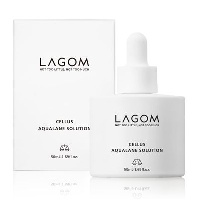 LAGOM Cellus Aqualane Solution Vegetable Squalane Essence Serum Natural Morning Face Texture Firmer Aquatide Tocopherol Enhancing Formula Sensitive Oily Dry Wrinkle Aging Skin 50ml 1.69oz