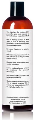 USDA Organic Aloe Vera Gel - For Face, Body, Hair - 100% Pure, After Sun Care