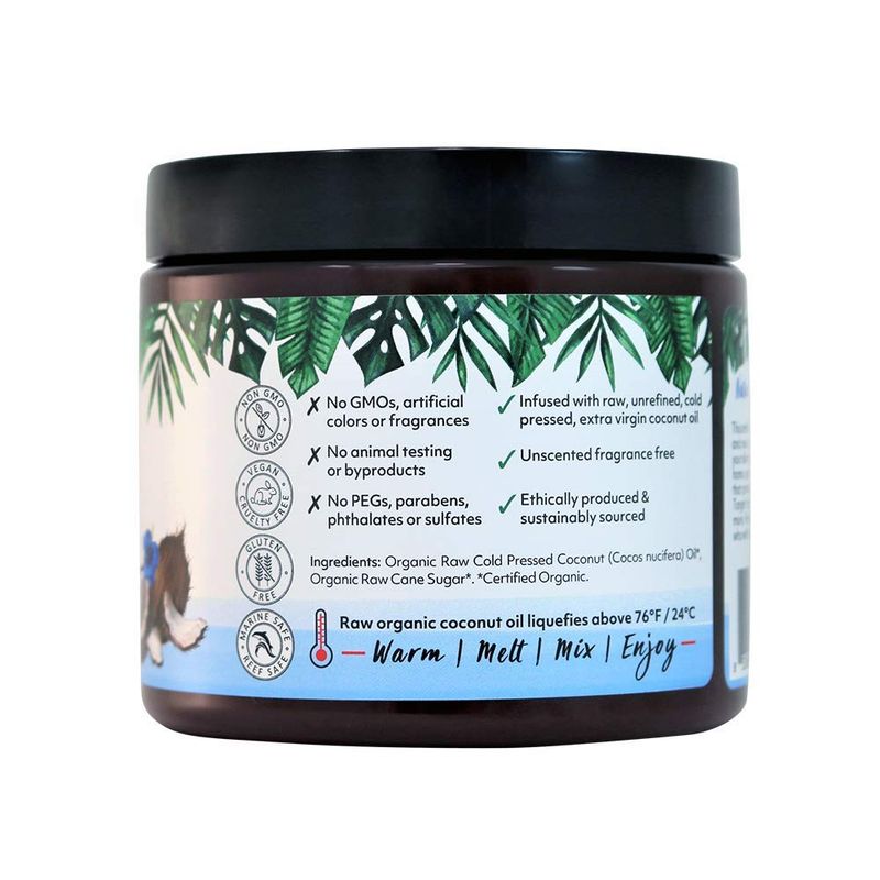 Organic Fiji Whole Body Scrub - Infused with Coconut Oil, Exfoliating Sugar Scrub for Smooth and Soft Skin, Exfoliates &amp; Restores Skin's Natural Biosphere, Fragrance Free 20 oz