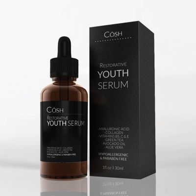 Restorative Youth Serum, Anti Aging Anti Wrinkle Topical Vitamin C Facial Serum with Hyaluronic Acid, Collagen, Aloe Vera, Vitamin B5 &amp; E, 1 fl oz.