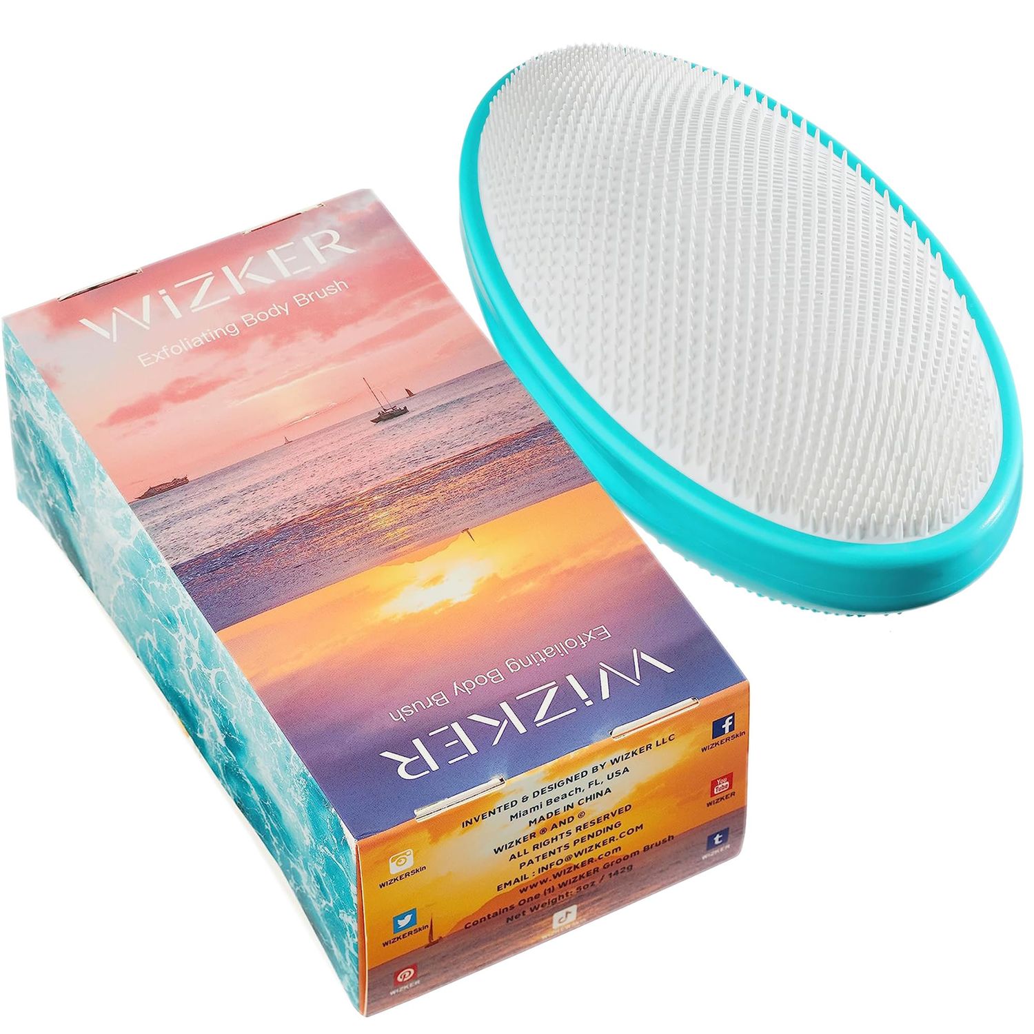 WIZKER Premium Ingrown Hair Exfoliating Brush: Soft + Firm Face Body Scrubber, Sensitive Skin Exfoliator, Prevents Razor Bumps, Shave, Laser, Wax, Epilation, Dermaplaning - Waterproof, Mold Resistant