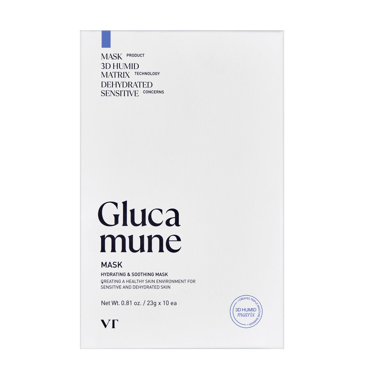 VT COSMETICS Glucamune Mask, Vegan mucin, Soothing &amp; Calming, For All Skin Types, 10pcs