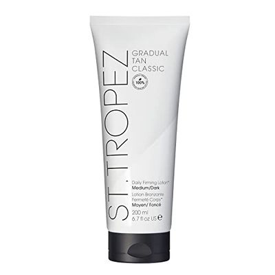 St.Tropez Gradual Tan Firming Lotion, Medium/Dark Shade, Sun Kissed Glow Self Tan Moisturizer, 5 Skincare Benefits, Vegan, Natural &amp; Cruelty Free, 6.7 Fl Oz