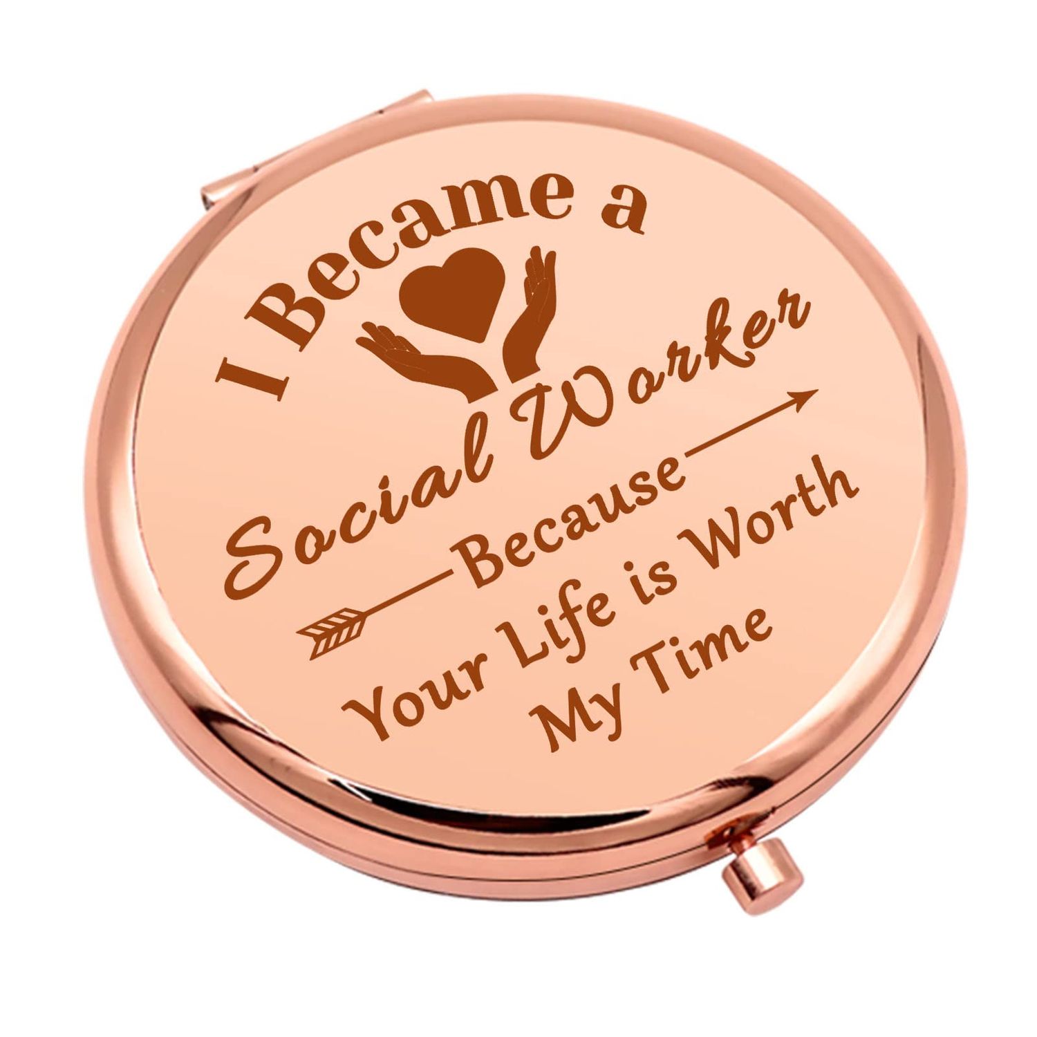 Social Work Appreciation Gift Compact Makeup Mirror Social Worker Gifts for Women Birthday Gifts for Social Worker Volunteer Friends Thank You Gifts Folding Makeup Mirror Retirement Graduation Gifts