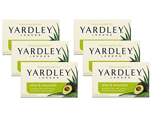 Yardley London Aloe and Avocado Naturally Moisturizing Bath Bar 4.0 oz (Pack of 6)