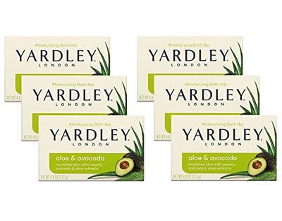 Yardley London Aloe and Avocado Naturally Moisturizing Bath Bar 4.0 oz (Pack of 6)