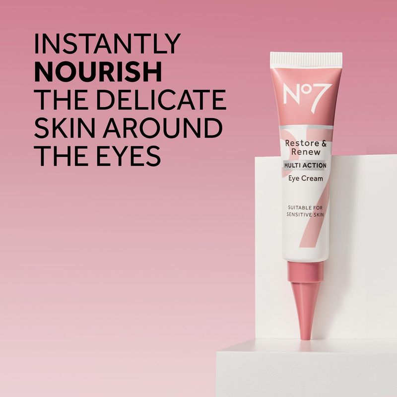 No7 Restore &amp; Renew Multi Action Eye Cream - Skin Renewing Under Eye Cream for Puffiness and Dark Circles - Eye Moisturizing Brightening Cream for anti-Wrinkles + Skin Firming (15ml)