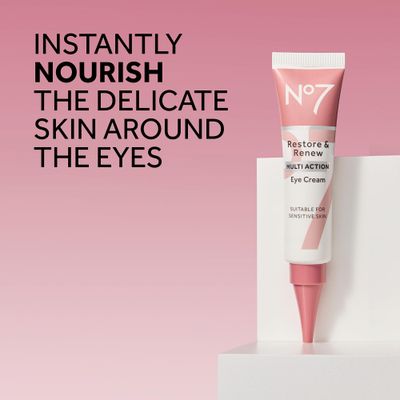 No7 Restore & Renew Multi Action Eye Cream - Skin Renewing Under Eye Cream for Puffiness and Dark Circles - Eye Moisturizing Brightening Cream for anti-Wrinkles + Skin Firming (15ml)