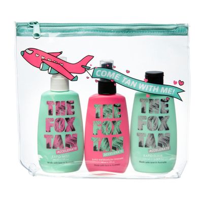 The Fox Tan Jet Setter Pack, Travel-Friendly Set For Darker, Faster, Flawless Tans, Vegan &amp; Cruelty Free, 100mL + 90mL + 90mL (3 Pieces)