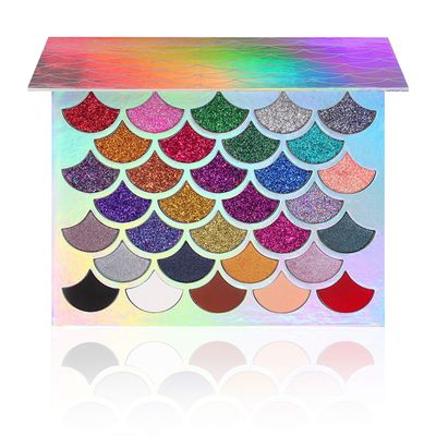 The Original Mermaid Glitter Eyeshadow Palette (32 Colors) - 21 Pressed Glitters, 6 Shimmery &amp; 5 Matte Shades - Highly Pigmented - Waterproof &amp; Long-Lasting (Mermaid)
