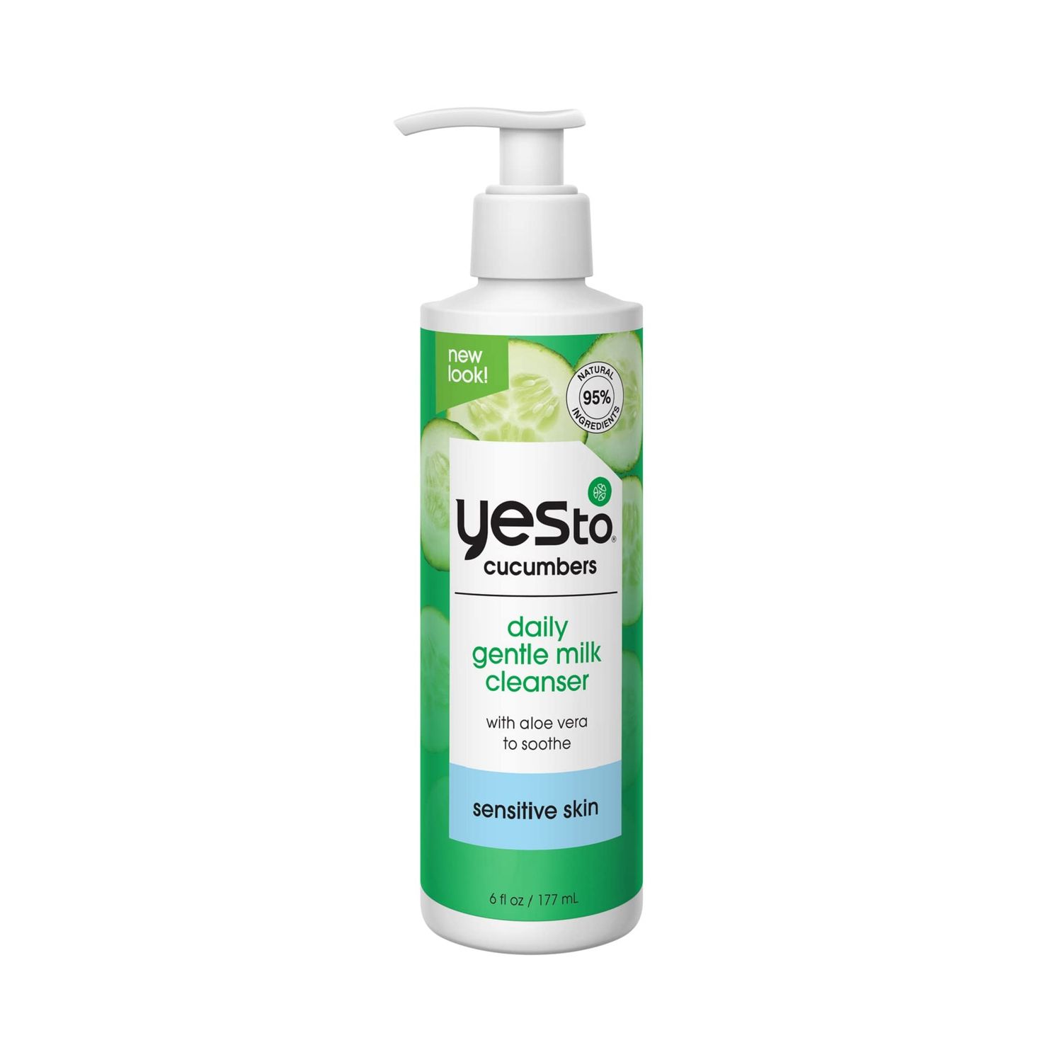 Yes To Cucumbers Daily Gentle Milk Cleanser, Soothing Face Wash That Won&#39;t Strip Your Skin &amp; Holds Moisture, With Cucumber Extract, Soy Proteins &amp; Green Tea, Natural, Vegan &amp; Cruelty Free, 6 Fl Oz