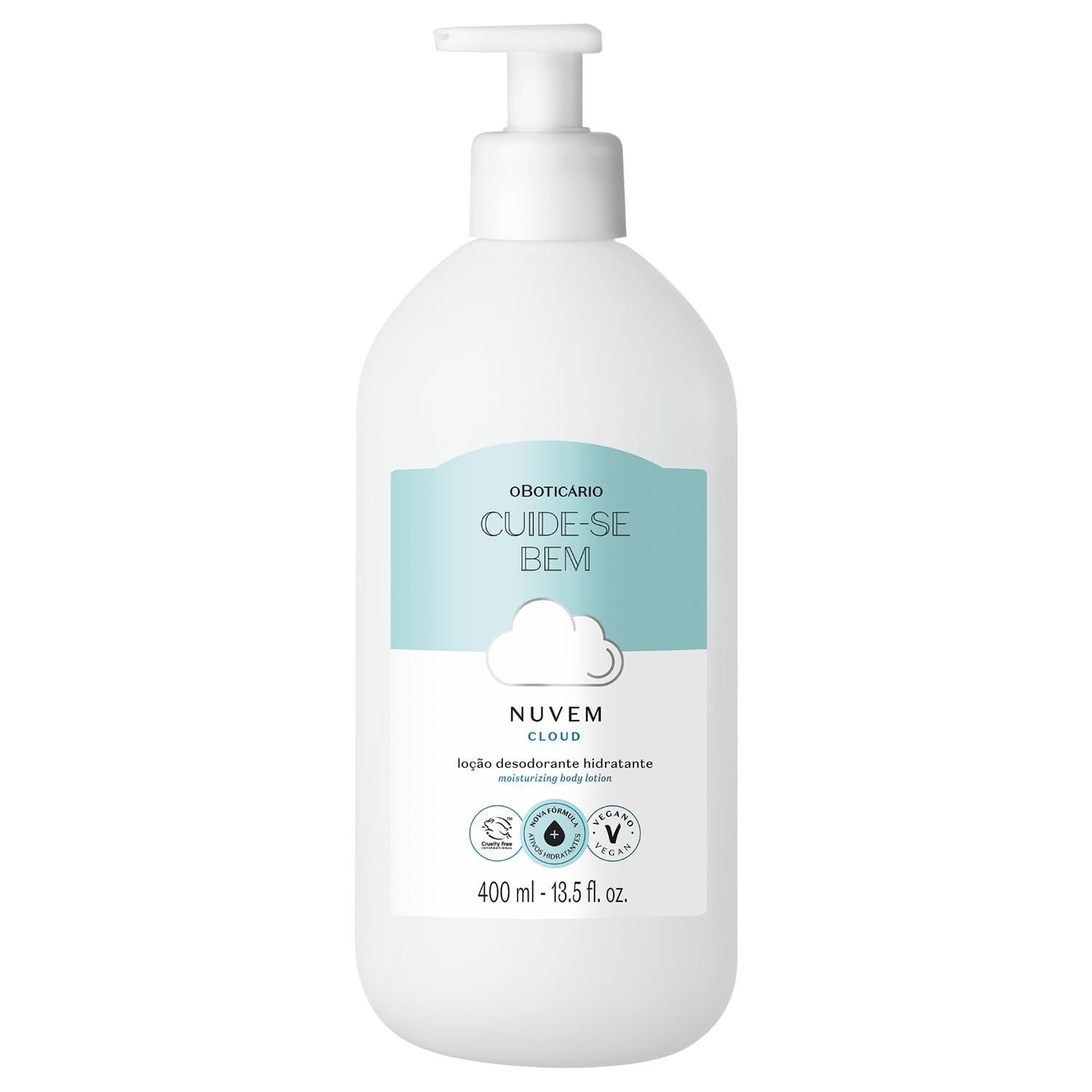 O Boticrio Cuide-se Bem Cloud Moisturizing Body Lotion, Soft, Hydrated Skin with Pure and Delicate Fragrance, 13.5 Ounce (400ml)