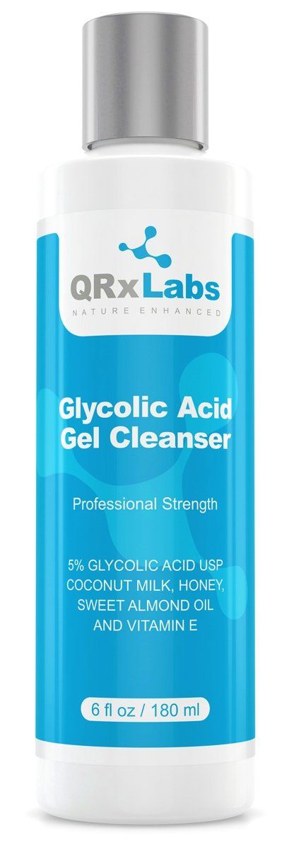 QRxLabs Glycolic Acid Face Wash, Exfoliating Gel Cleanser, For Wrinkle, Line, Acne, Spot &amp; Chemical Peel Prep - Reduces Shaving Bump &amp; Ingrown Hair, 6 Oz Acne Treatment for Face - Anti Aging Face wash