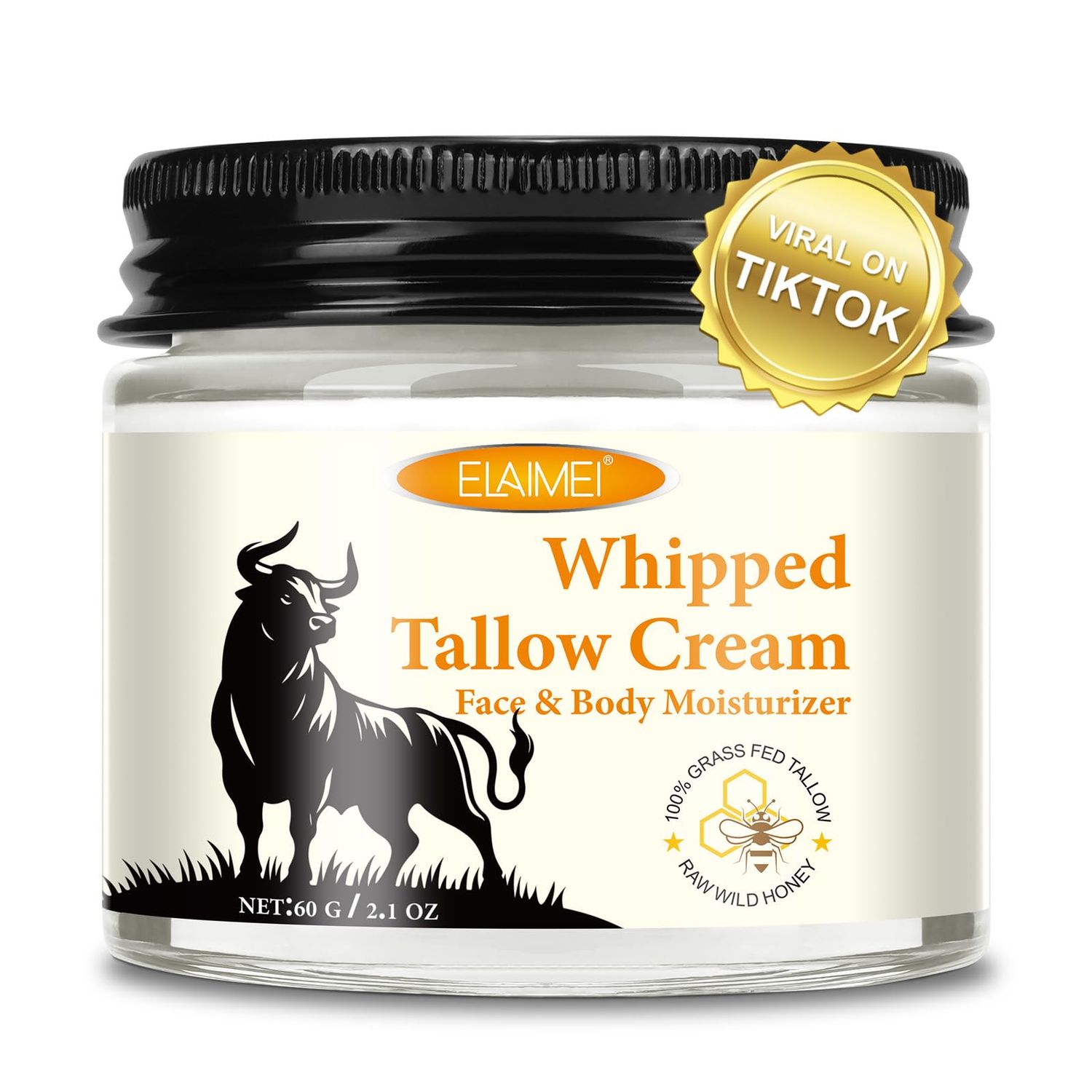 ZIXAOK Beef Tallow for Skin, Whipped Tallow &amp; Honey Balm, Organic Tallow Face Moisturizer, Natural Grass-Fed Beef Tallow Cream with Raw Honey for Deep Hydration &amp; Sensitive Skin Care (2.1oz)