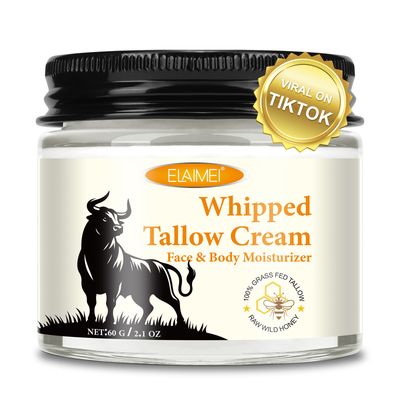 ZIXAOK Beef Tallow for Skin, Whipped Tallow &amp; Honey Balm, Organic Tallow Face Moisturizer, Natural Grass-Fed Beef Tallow Cream with Raw Honey for Deep Hydration &amp; Sensitive Skin Care (2.1oz)