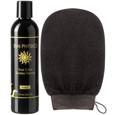 Tan Physics Self Tanner, 8 Fl oz with Exfoliation Mitt - Tan Physics True Color Sunless Tanner - Tan Physics Sunless Tanner - Self Tanners Best sellers - Quick Tan &amp; Sunless Tan