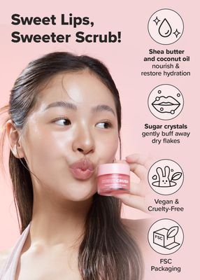 I DEW CARE Lip Scrub - Cushy Crush | Sugar Vitamin C, Lip Care, Lip Scrubber Exfoliator, Lip Exfoliator Scrub, Lip Care Products, for Dark, Dry and Chapped Lips, Vegan, Valentine's Day Gift,1.05 oz