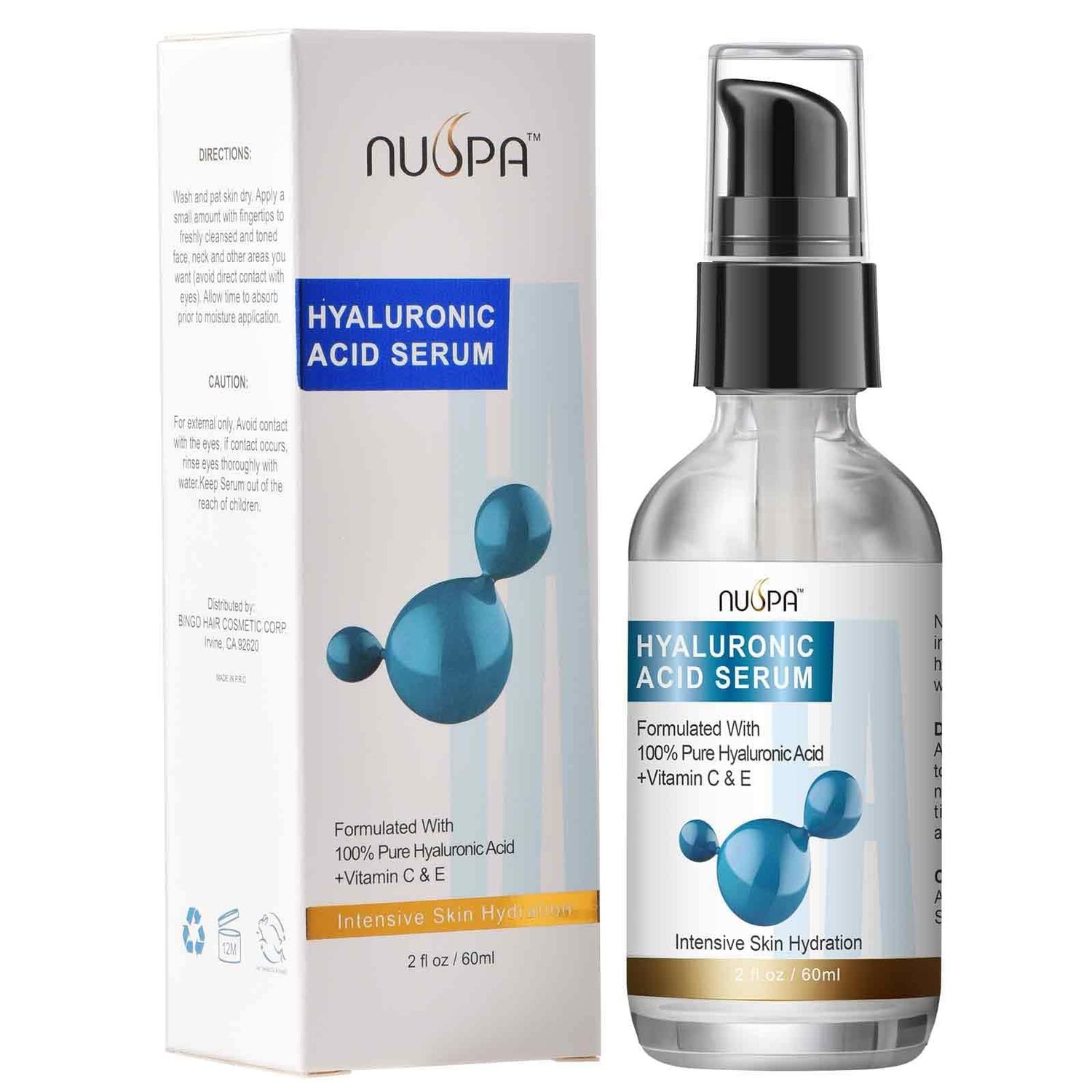 Hyaluronic Acid Serum for Face Neck Body Hyaluronic Acid Moisturizer with Vitamin C Vitamin E for Wrinkle, Dry Skin,Fine Lines Skincare