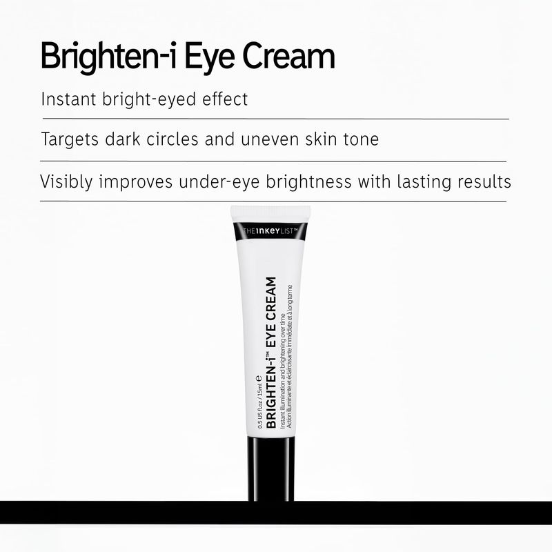 The INKEY List Brighten-I Eye Cream, Under-Eye Cream Helps Reduce Appearance of Dark Circles and Boost Skins Glow, Makeup Under-Eye Primer, 0.50 fl oz