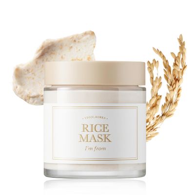 I&#39;m from Rice Mask 3.88 Oz, Gentle Exfoliating Wash Off Facial Mask for Dull, Rough Skin, Pore Clearing, Remove Dead Skin Cells, Uneven Skin Tone, Smooth Skin, Moiustirinzg, Radiant