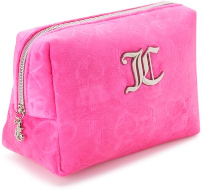 Juicy Couture Women&#39;s Cosmetics Bag - Travel Makeup and Toiletries Clutch Wedge Pouch, Hot Pink