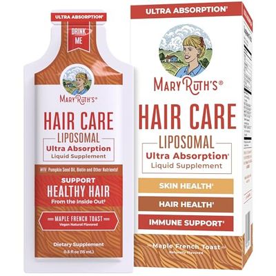 MaryRuth Organics Hair Growth Vitamins, Sugar &amp; Gluten Free, Liquid Hair Vitamins with Vitamin D3, Vitamin E Biotin Hyaluronic Acid, Selenium for Hair &amp; Skin Care Vegan, Non-GMO, 14-0.5 Fl Oz Pouches