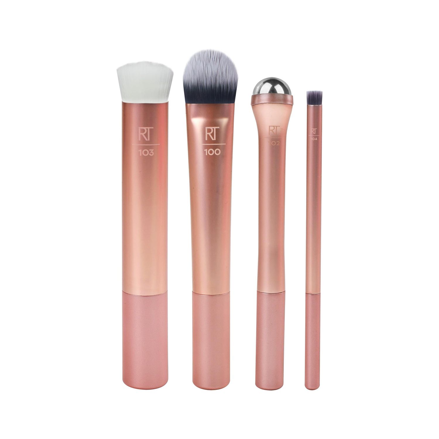 Real Techniques Prep and Prime Makeup Brush Set, Ideal for Exfoliating &amp; Applying Primers, Moisturizers, &amp; Serums, Skincare Tools, Synthetic Bristles, Cruelty-Free &amp; Vegan, 4 Piece Set