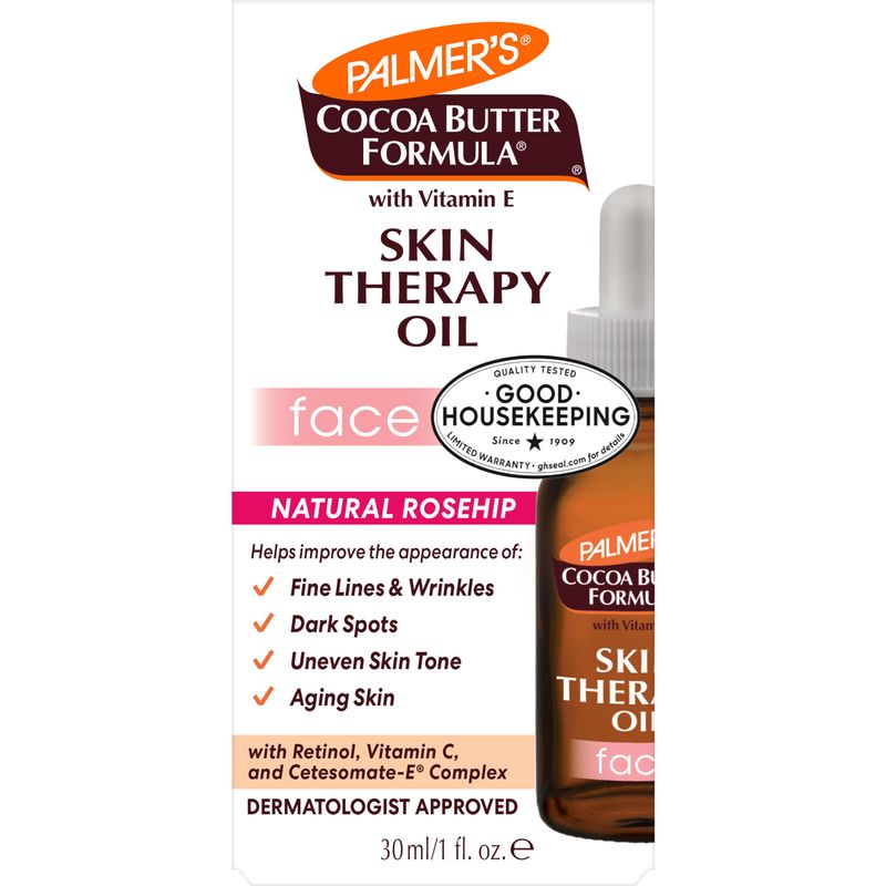 Palmer's Cocoa Butter Formula Moisturizing Skin Therapy Oil for Face with Vitamin E, C &amp; 10 Pure Facial Oil Blend, Rosehip Fragrance, 1 Ounce