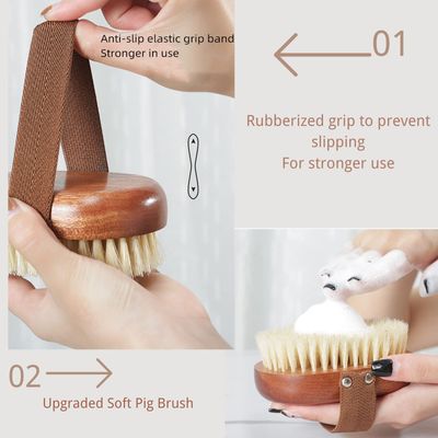 Walnut Wood Wet & Dry Body Brush Ultimate Body Brush for Wet and Dry Use - Shower and Bath Body Exfoliator for Removing Dead Skin Cells and Cellulite, Firming and Stimulating Blood Circulation