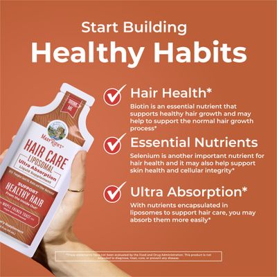 MaryRuth Organics Hair Growth Vitamins, Sugar &amp; Gluten Free, Liquid Hair Vitamins with Vitamin D3, Vitamin E Biotin Hyaluronic Acid, Selenium for Hair &amp; Skin Care Vegan, Non-GMO, 14-0.5 Fl Oz Pouches