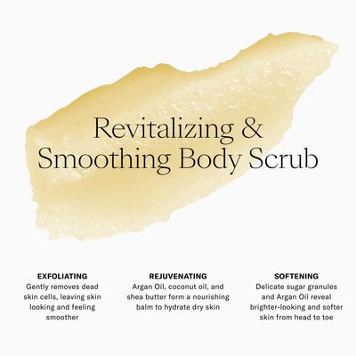 Josie Maran Sugar Body Scrub - Argan Oil Exfoliating Sugar Scrub with Coconut Oil & Shea Butter - Softens, Smooths & Hydrates Dry Skin - Vegan & Cruelty Free - Sweet Clementine (10 oz)