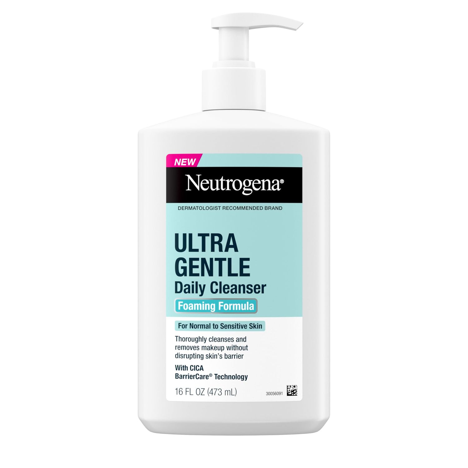 Neutrogena Fragrance Free Ultra Gentle Foaming Daily Cleanser, Hydrating Face Wash for Sensitive Skin, Removes Makeup &amp; Gently Cleanses Without Over Drying, Hypoallergenic, 16 fl. oz
